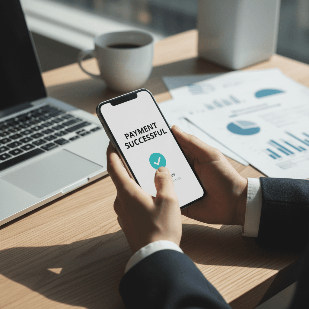 Smartphone displaying secure online rent payment interface